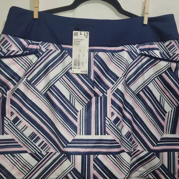 NWT Adidas‎ Light Pink Navy Geometric Print Athletic Skirt DQ0495 Size L - Picture 2 of 13